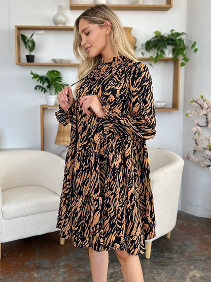 Double Take Full Size Printed Ruffle Hem Long Sleeve Dress Plus Size – Mayce Halloween Edit