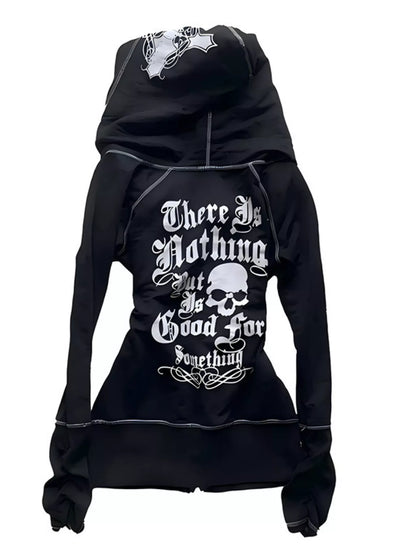 Gothic Cross Leopard Lined Zip-Up Hoodie – Mayce Halloween Edit
