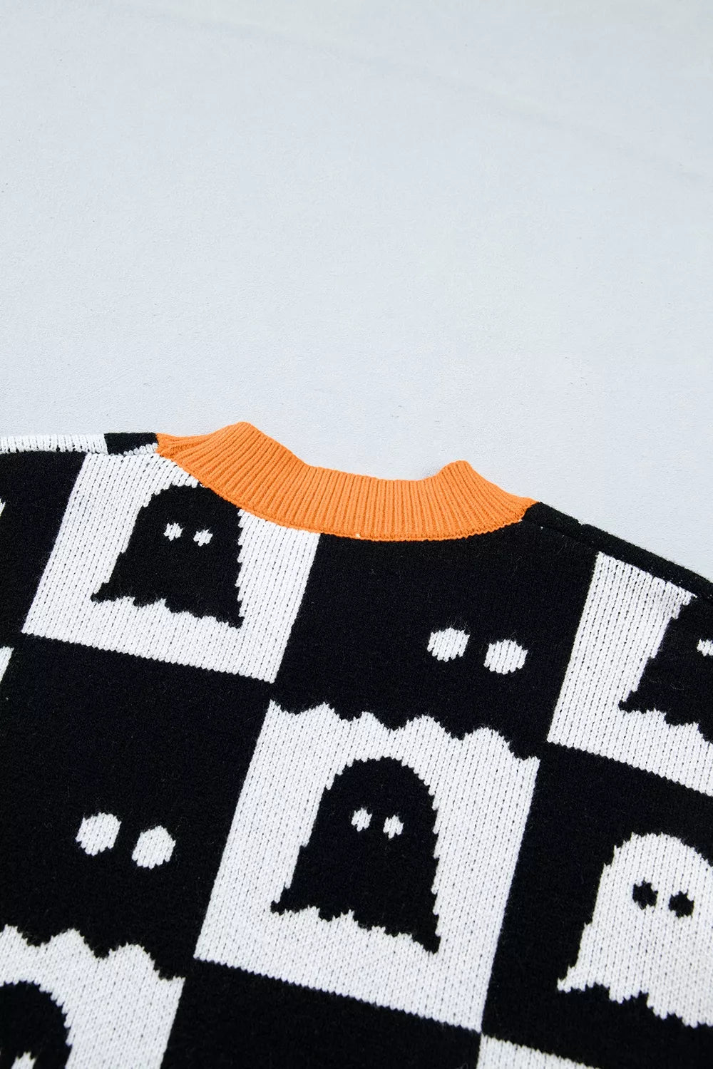 Halloween Ghost Pattern Checkerboard Sweater – Mayce Halloween Edit