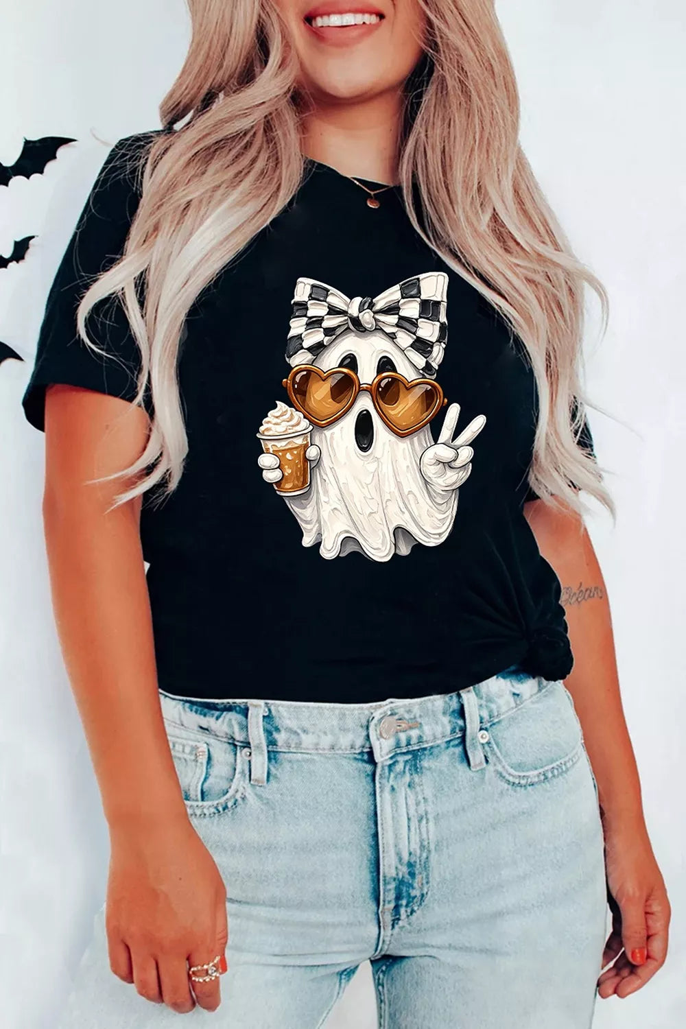 Full Size Halloween Ghost Graphic Short Sleeve T-Shirt Plus Size – Mayce Halloween Edit