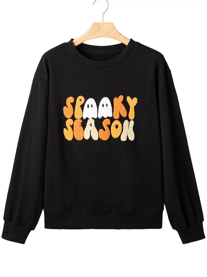 Embroidered Spooky Season Long Sleeve Round Neck Sweatshirt – Mayce Halloween Edit