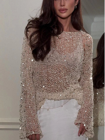 Sequin Long Sleeve Knit Cover Up – Mayce Halloween Edit