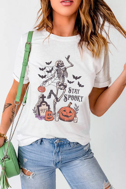 Full Size Skull Pumpkin Face STAY SPOOKY Graphic Halloween T-Shirt Plus Size – Mayce Halloween Edit
