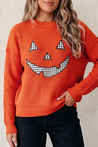 Drop Shoulder Long Sleeve Round Neck Halloween Sweater – Mayce Halloween Edit