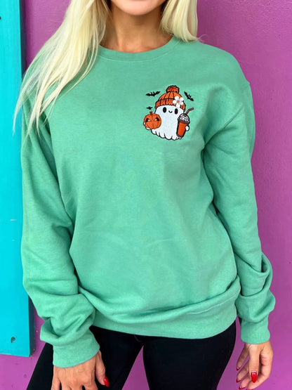 Halloween Ghost Embroidered Casual Sweatshirt – Mayce Halloween Edit