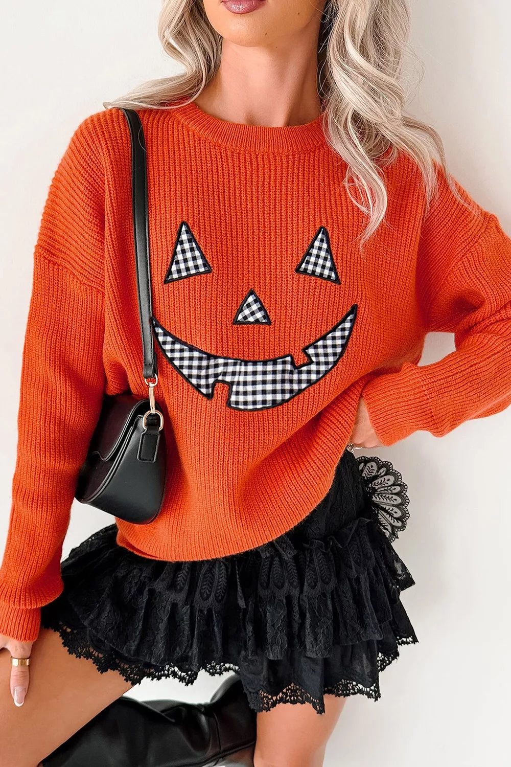 Drop Shoulder Long Sleeve Round Neck Halloween Sweater – Mayce Halloween Edit
