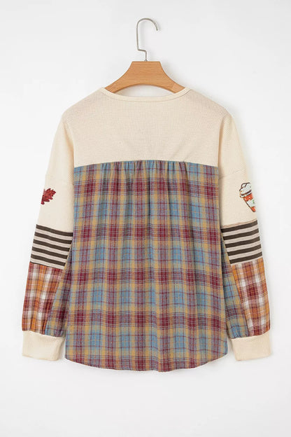 Sequin Autumn Leaf & Coffee Cup Waffle Knit Top – Mayce Halloween Edit